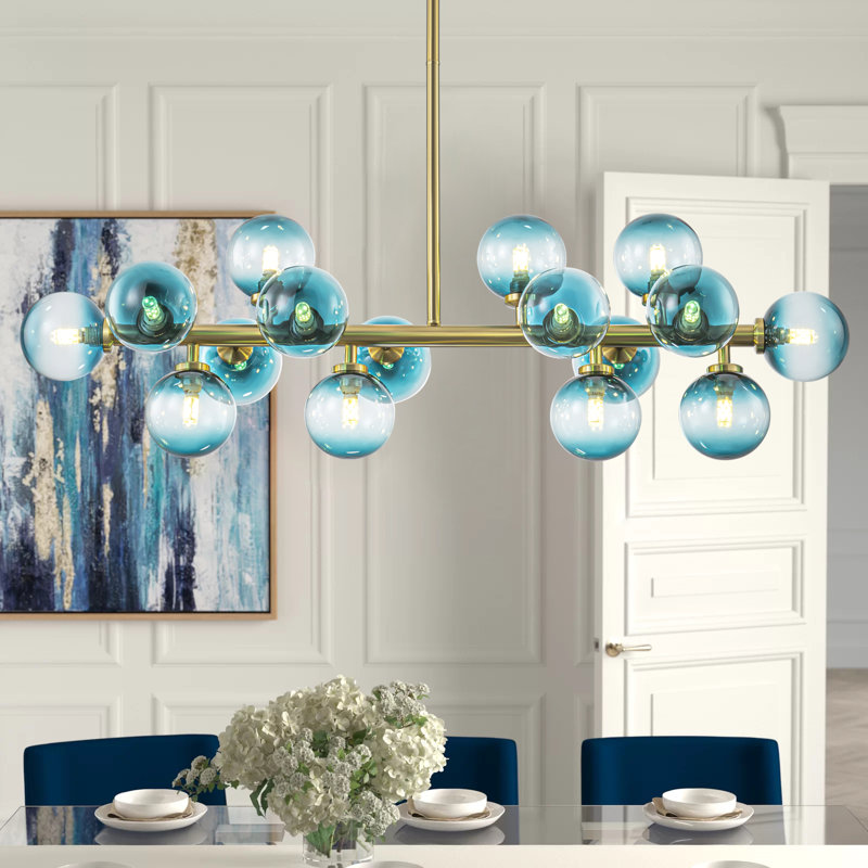 Broghan 16 - Light Kitchen Island Pendant, Gold, Blue