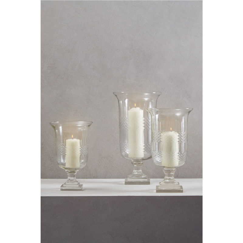 Glass Tabletop Hurricane, 40cm H x 22cm W x 22cm D