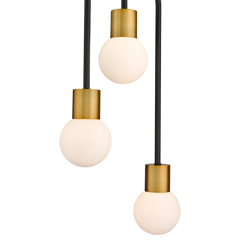 Lustre à niveaux 3 lumières unique Dearing, Laiton fonderie