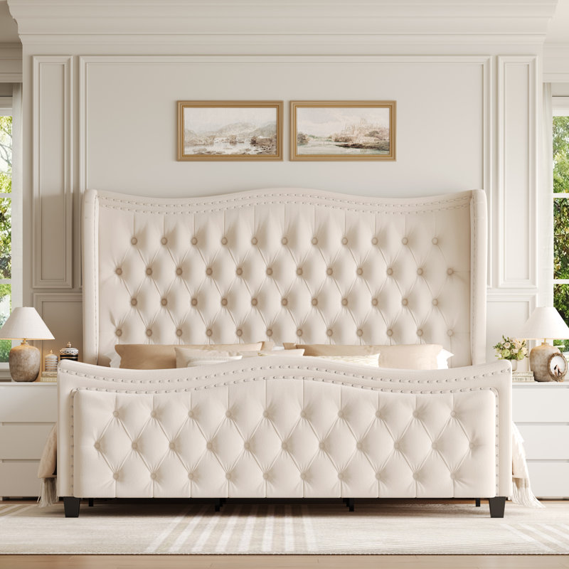 Metter Upholstered Bed, Cream, King