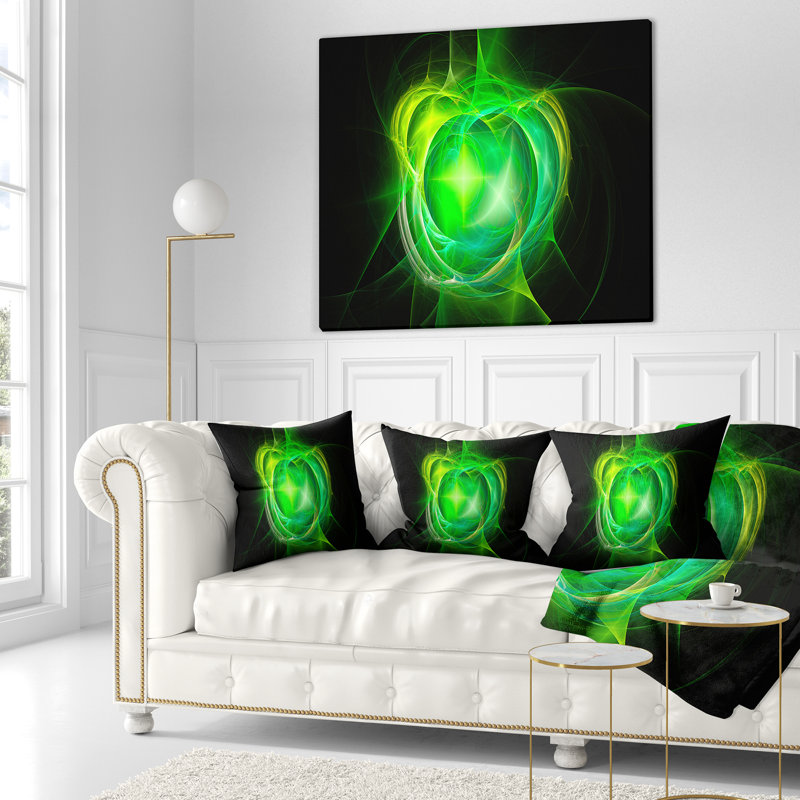 Supernova explosion bleu - coussin abstrait imprimé, 18 po x 18 po, Vert