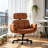 Adjustable Criss Cross Office Chair with 6-Gear Armrests & Headrest, PU Leather Wide Seat Swivel Chair for Cross-Legged Sitting, Ergonomic Lounge Desk Chair for Home, Vanity, and Gaming-1224948550