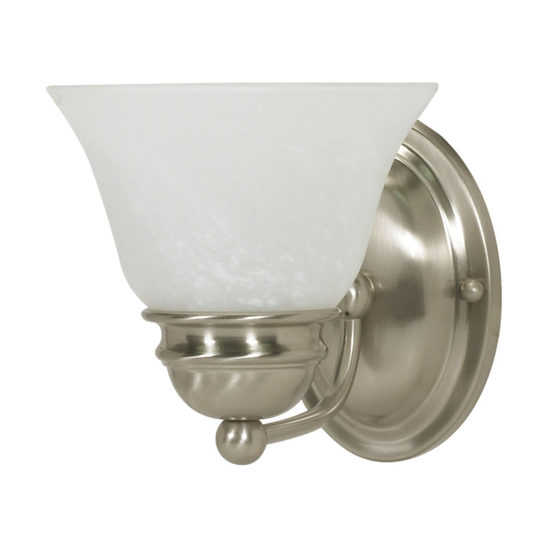Charmaine Armed Sconce, 1 x 100W A19 Medium Base Incandescent, Alabaster, Brushed Nickel