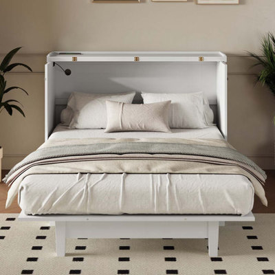 Commode lit escamotable en bois de pin massif avec station de charge et grand tiroir de rangement