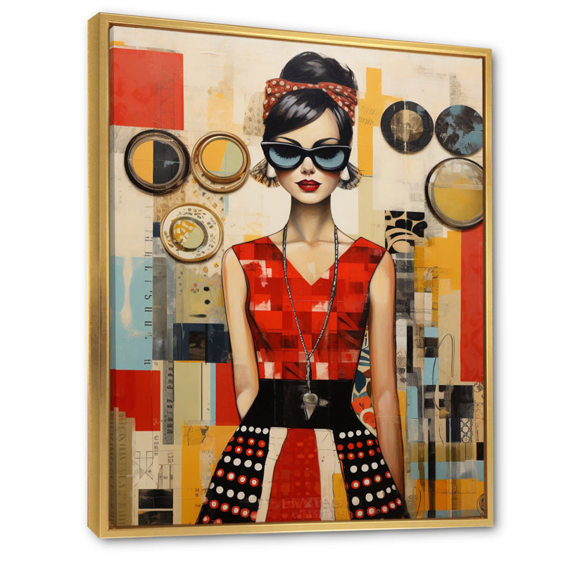 Mid Century Retro Woman Portrait V - Abstract Midcentury, art mural encadré, H 44 po x l 34 po x P 1,5 po