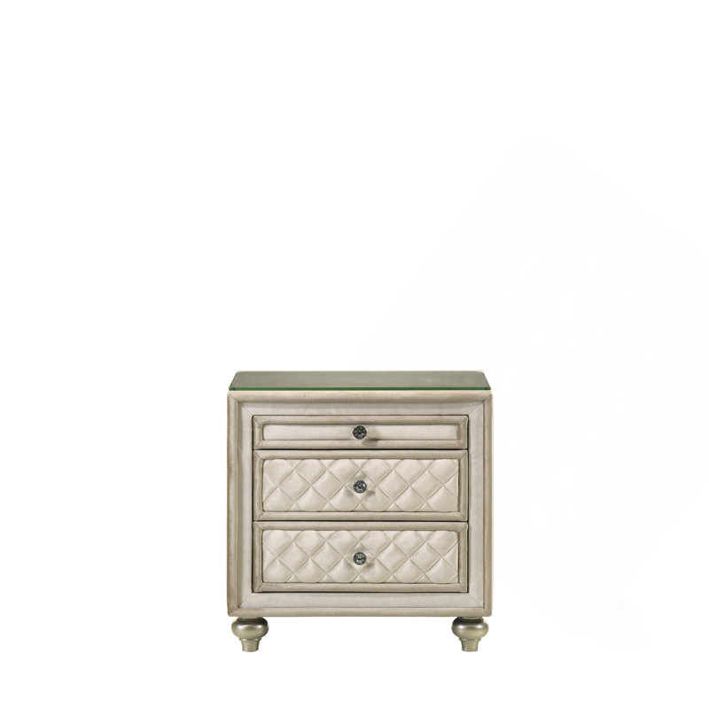 Table de chevet en velours beige Lucienne
