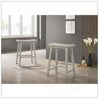Set Of 2 Alonzo Light Gray Backless Ergonomic Counter Height Stools With Solid Wood Frame And Particle Board Seat