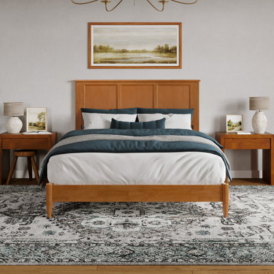 Amandah Low Profile Solid Wood Panel Bed