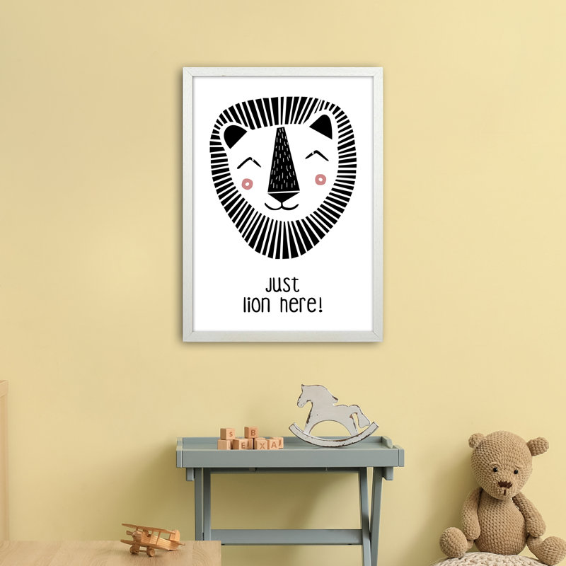 Lion by Miniofmine - Print, 63cm H x 46cm W x 3cm D, Brown Framed