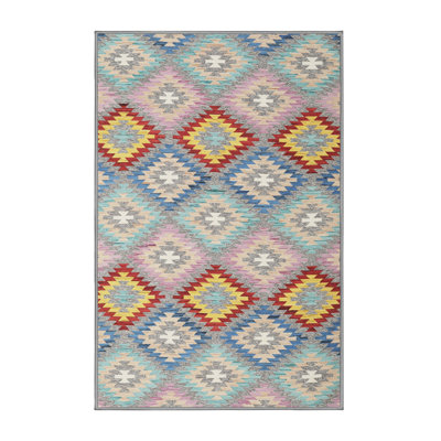Tapis contemporain rouge / vert