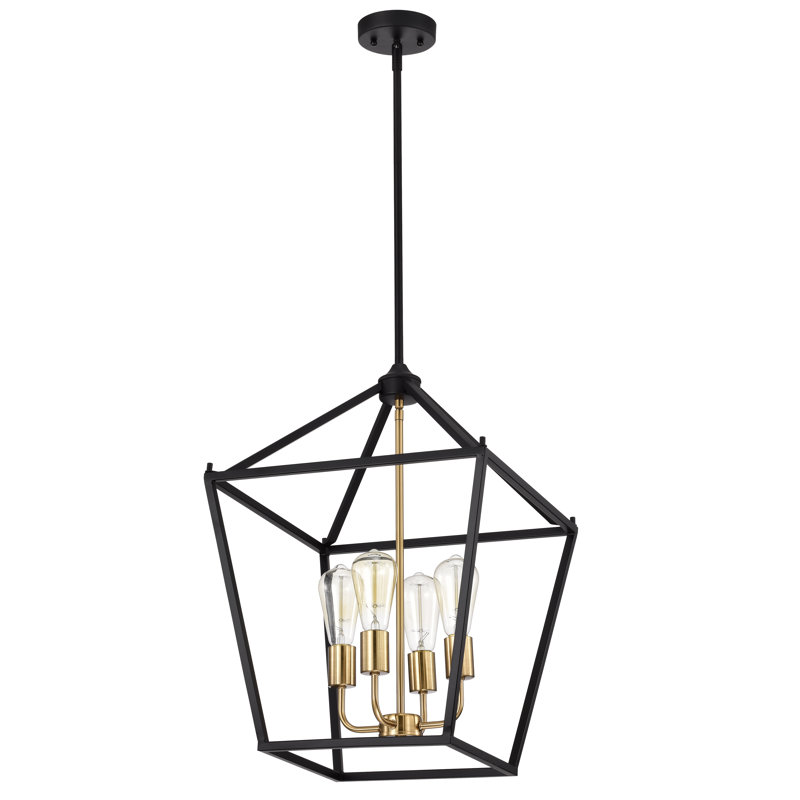 Lustre empire 4 lumières Halen, H 23 po x l 16 po x P 16 po, Noir texturé