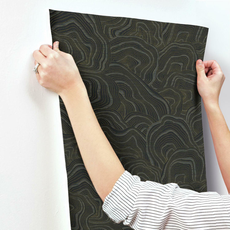 Geodes Abstract Metallic Wallpaper Double Roll, Black