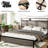King Size Bed Frame Of Antique Grey Color, Metal - Made With Wood Accented Sections, Led Lighting And Charging Option, Generous Under Storage Capacity, Strong Quiet, Simple Bedroom Assembly Sized-416327764