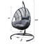 Balancelle noire d'extérieur et d'intérieur avec coussin et base de couleur, siège confortable plus large en mousse gris foncé, œuf pe en métal pour espaces, structure confortable et extensible