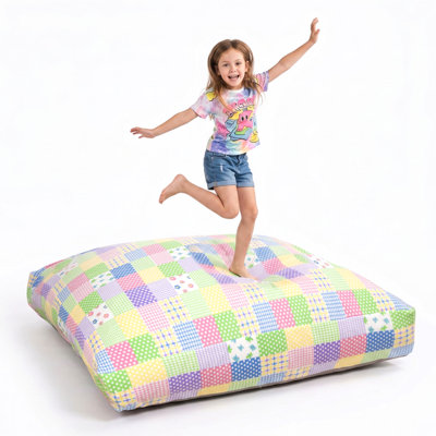 Tapis de jeu sensoriel pour enfants et adultes - Tapis de jeu avec blocs en mousse, amovible et lavable avec fond antidérapant, coussins sensoriels en tissu molletonné doux, tapis d'atterrissage pour sauter, se détendre et jouer - 48 po x 72 po