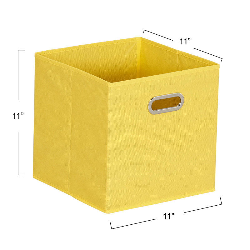 Open Fabric Cube Storage Bins, Yellow