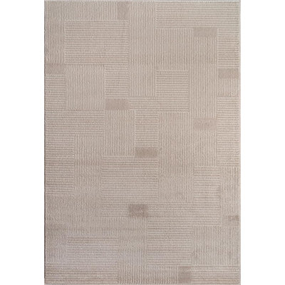  Tapis de qualité moderne 3 x 5 pi | Petit tapis abstrait pour vestibule, couloir, bureau personnel, entrée, plancher intérieur | Crème beige