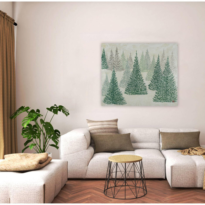 "Ethereal Pines", art mural sur toile, Cadre flottant noir, H 12 po x l 16 po