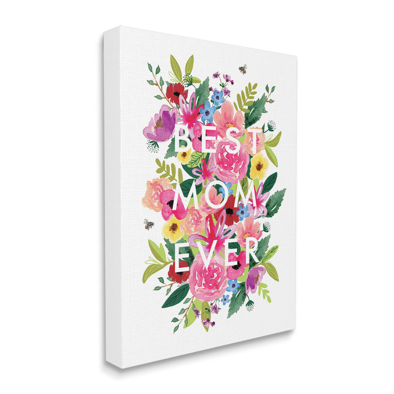 «Floral Best Mom Ever», art mural sur toile par Elizabeth Tyndall, H 40 po x l 30 po