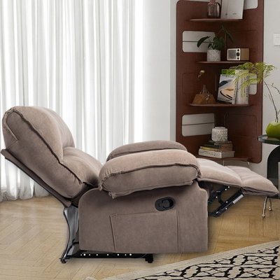 Oversized Recliner Chair with Adjustable Backrest and Footrest, Upholstered Lounge Chair with Side Pocket – Supports up to 350 lbs by Latitude Run