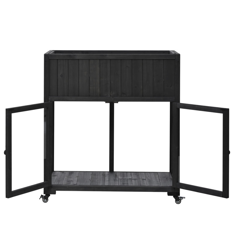 TOPMAX Patio 35.4''X17.7''X37.4'' Mini Wood Cold Frame, Black