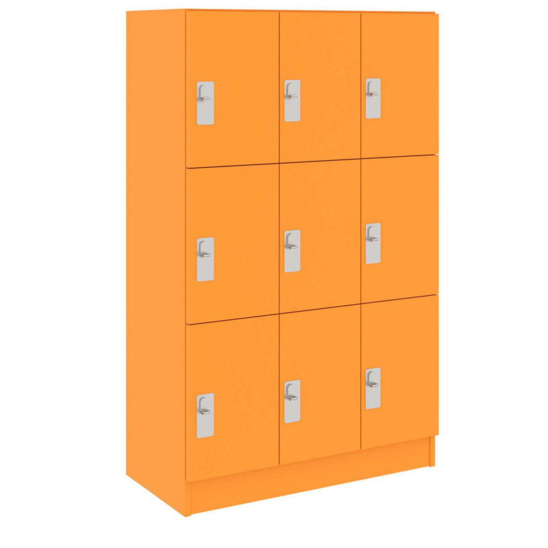 Armoire-penderie triple à neuf compartiments avec porte, H 72 po x l 36 po x P 17 po, 9, Palmeraie orange