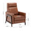 Fauteuil inclinable manuel Madeline en similicuir gel caramel avec cadre en bois exposé Mid-Century