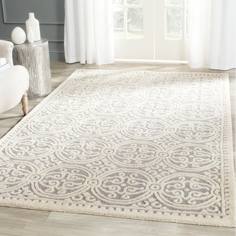 Luka Damask Wool Hand Woven Area Rug, Rectangle 183 x 274 cm