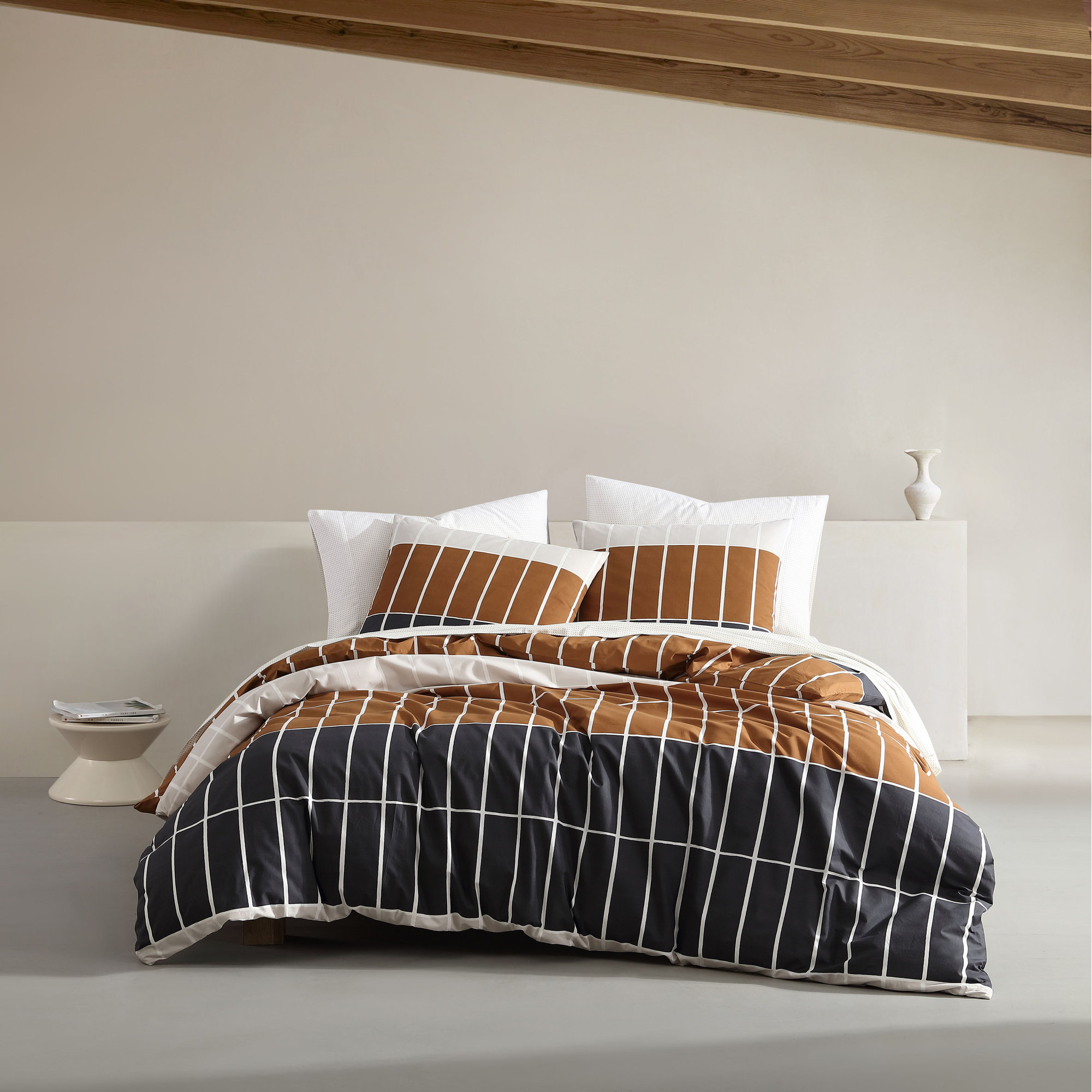 Marimekko Tiiliskivi Raita Cotton Duvet Cover Set, Queen Duvet Cover + 2 Standard Shams