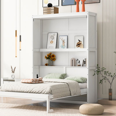 Lit escamotable mural Murphy avec tablettes, cadre de lit