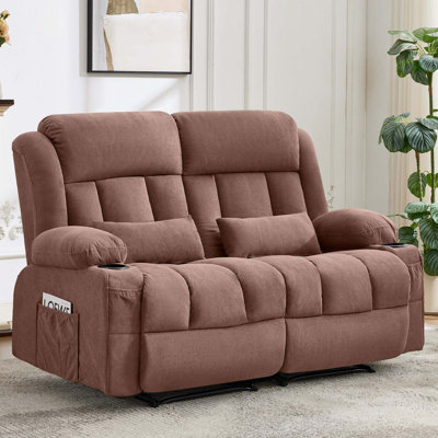 Canapé ergonomique inclinable deux places avec porte-gobelets et poches de rangement