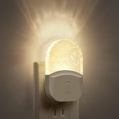 Acrylic White Plug-In Night Light With Light Sensor, 3000K Warm White, Sliding Dimmer