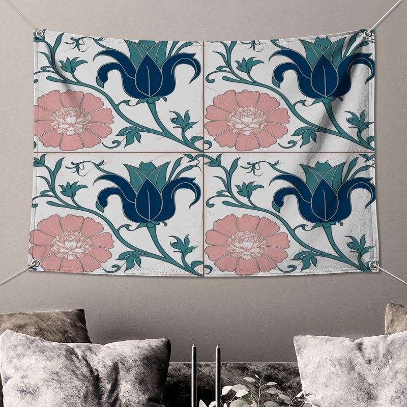 Tapisserie murale «Blue Pink», H 104 po x 88 avec 4 œillets