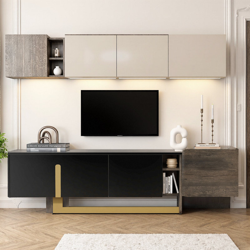 Meuble télé 66,7 po Light Luxury, Noir