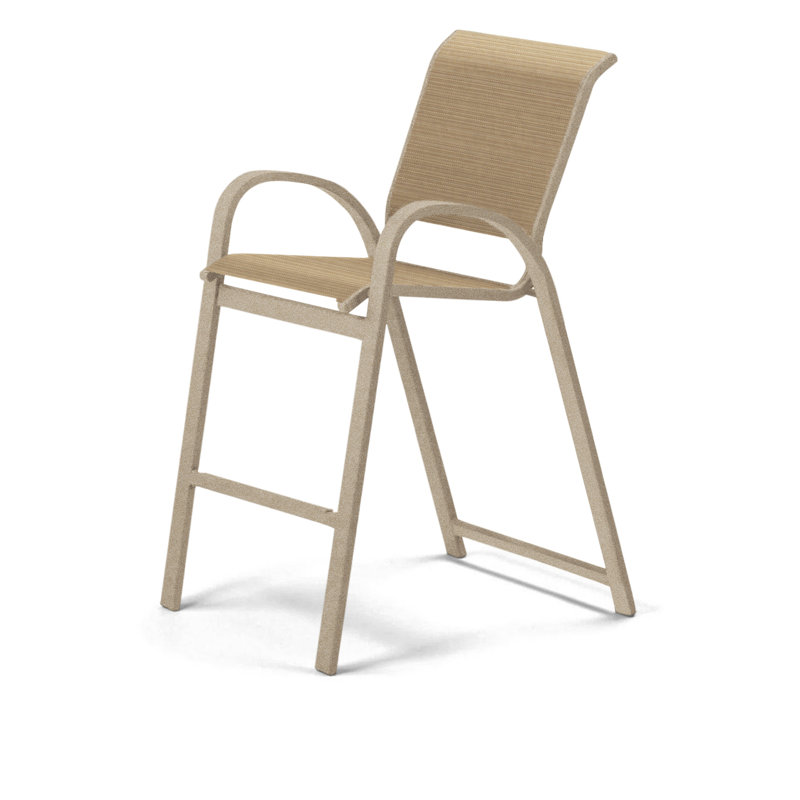 Holna Powder Coated Aluminum Outdoor 29'' Bar Stool, Natural, Textured Desert