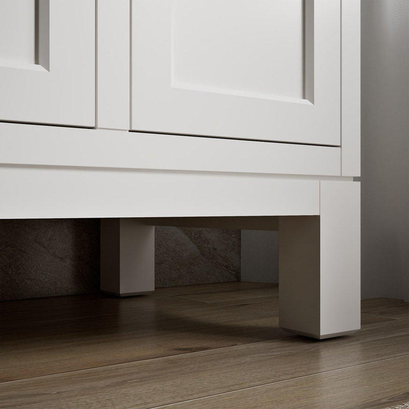 Quo 49'' Wall Mounted Single Bathroom Vanity with Solid Wood Top, Blanc