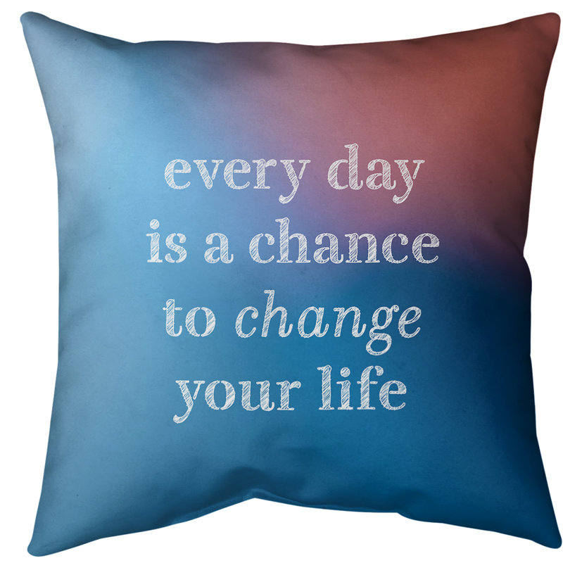 Outdoor Reversible Throw Pillow, 18" x 18", Blue/Pink