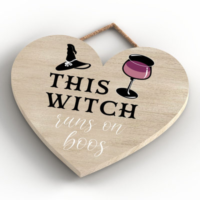 This Runs on Boos Wooden Heart Plaque