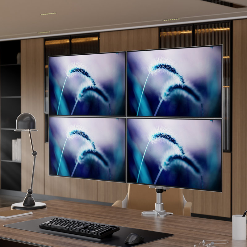 Mount-It! Full Motion Quad Monitor Desk Mount for monitors up to 32", Silver