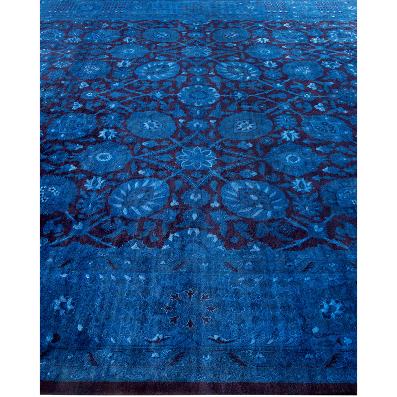 Tapis rouge contemporain en laine noué à la main Haydon 9 pi 2 po x 12 pi 5 po