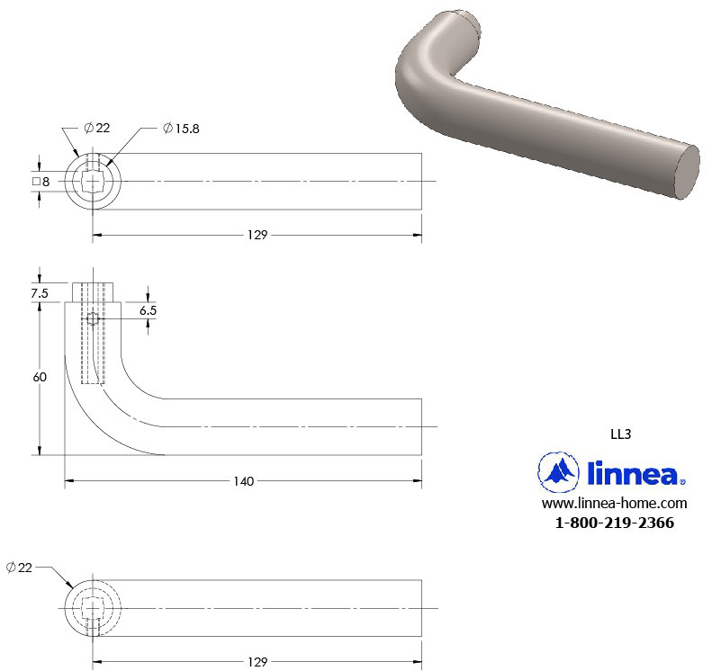 Full Double Dummy Door Lever Set, Polished Stainless Steel, Round