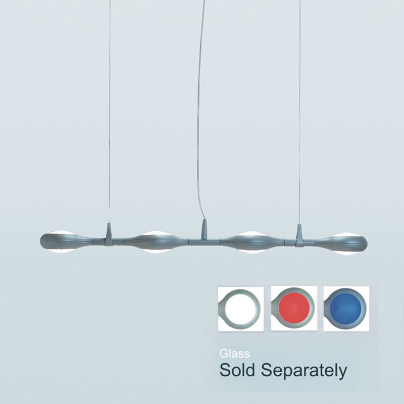 Space Four Light Pendant in Metallic Gray with Sandy White Embossed Glass