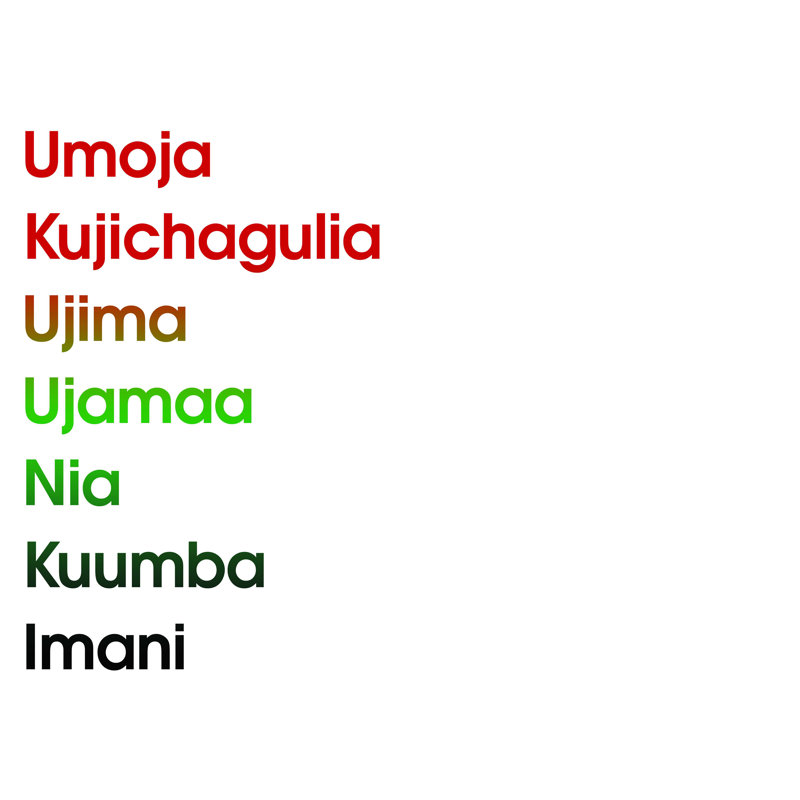 «Principles of Kwanzaa», reproduction sur toile tendue, H 12 po x l 16 po