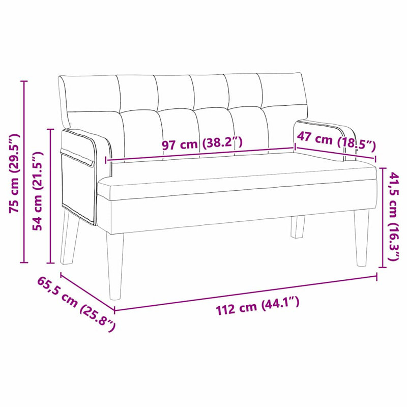 Vidaxl Chesterfield Bench Dark Grey 44.09 X 25.79 X 29.53 In Velvet, Dark Gray