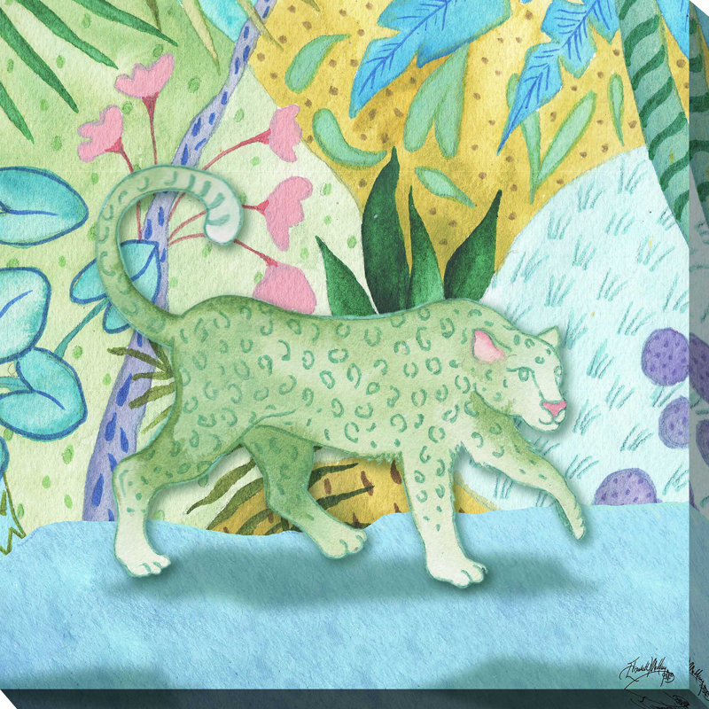 «Playful Cheetah», reproduction de peinture à l'aquarelle, H 24 po x l 24 po x P 1,5 po, Toile tendue