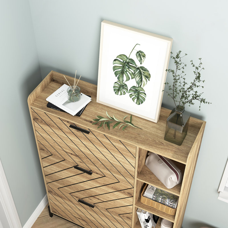 Modern Entryway Shoe Storage, Driftwood