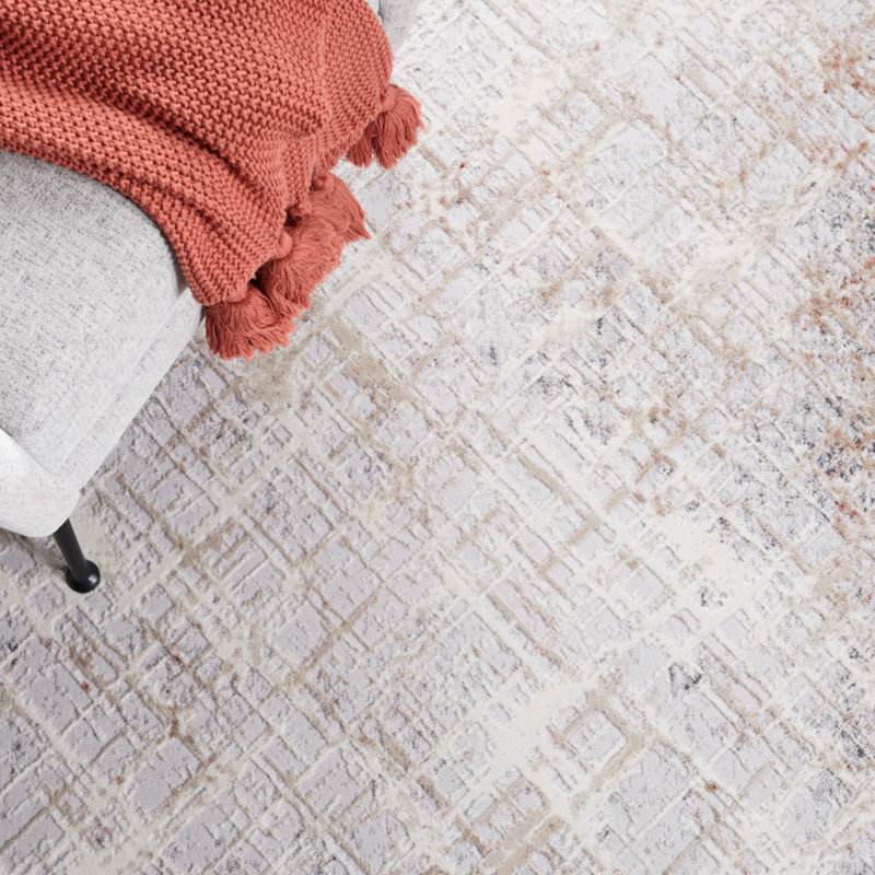 Tapis rouille / gris Vogue 158, Rectangle 9 pi x 12 pi
