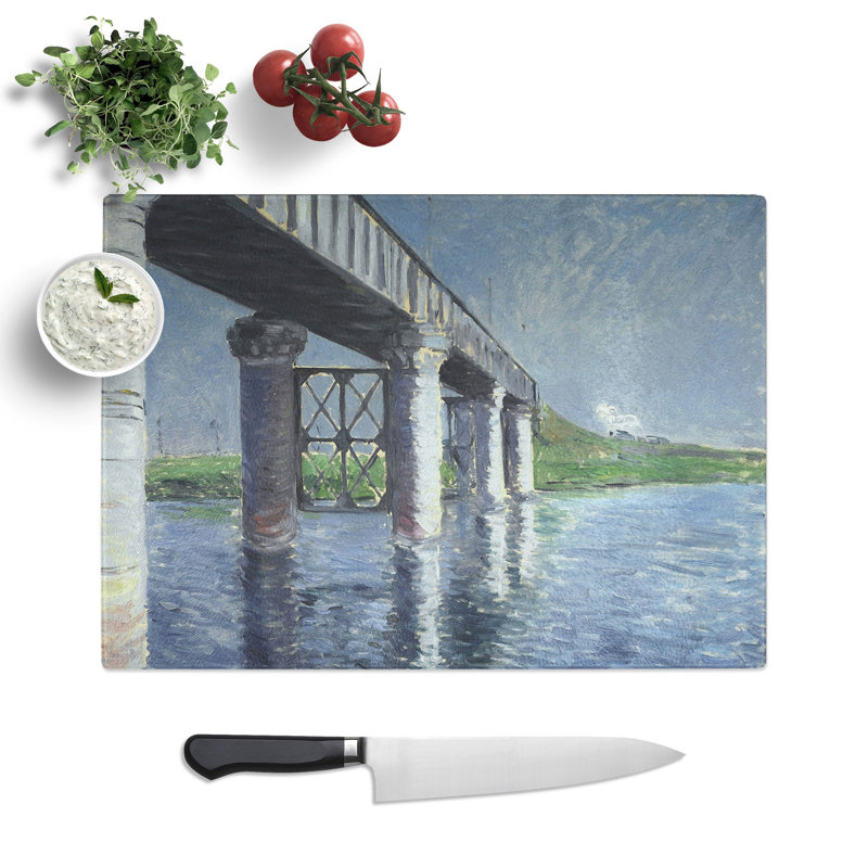 The Seine and the Railroad Bridge by Gustave Caillebotte Chopping Board, 0.4cm H x 20cm W x 28.5cm L