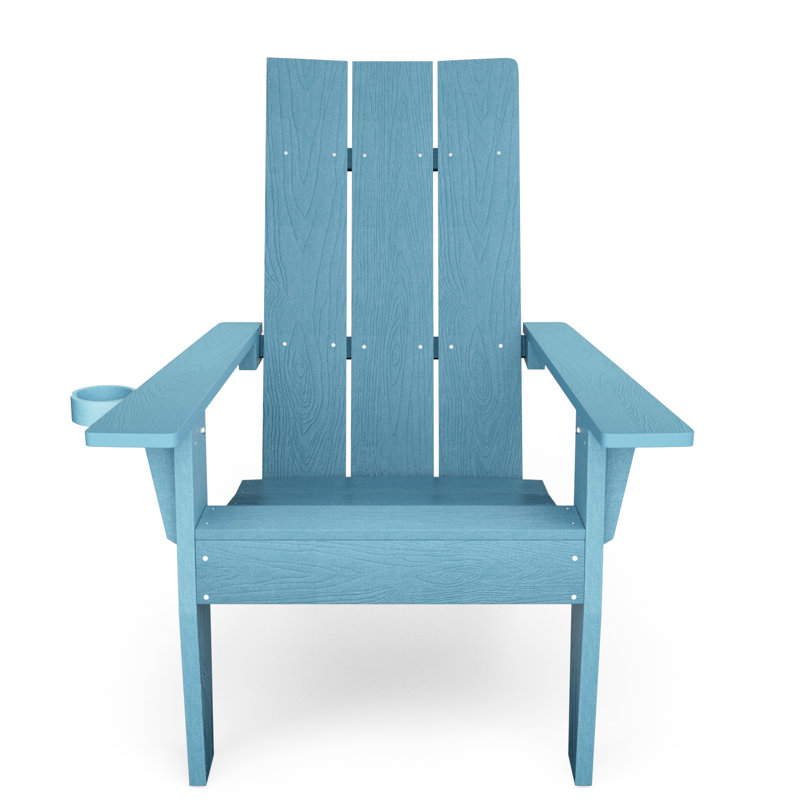 Harlean Modern All Weather Outdoor HIPS Plastic/Resin Adirondack Chair Fire Pit Chairs Oversized Patio Chair With Cup Holder