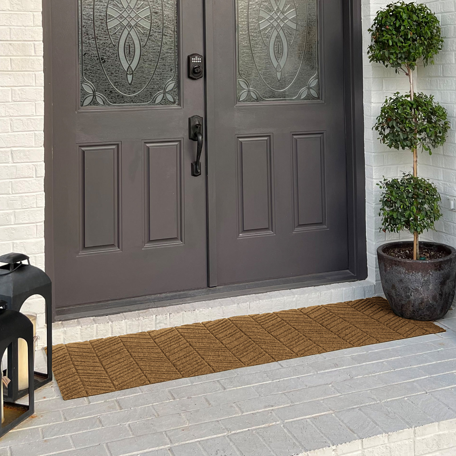 WaterHog Luxe In Vein Non-Slip Doormat, Wheat , 21.5" W x 70" L